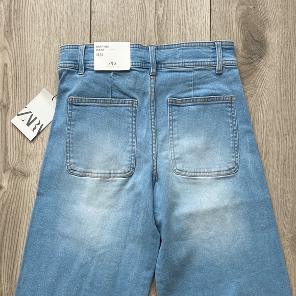 Zara Wide Leg Jeans Marine Pant Girls 13-14 Years Blue NWT High Waist - Picture 5 of 7